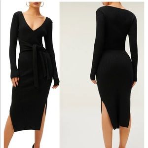 New! Good American Long Sleeve Belted Body-Con Dress in size 2